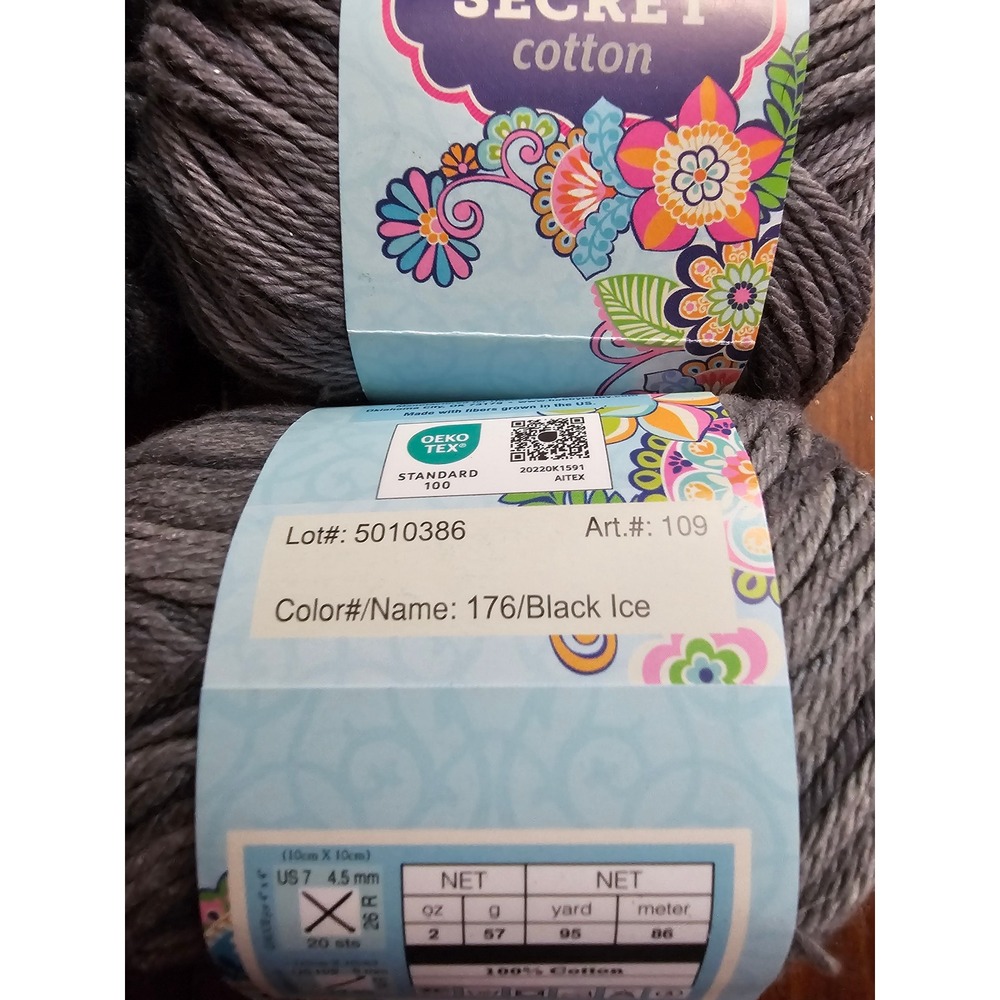 Crafter's Secret Cotton Yarn 176 Black Ice Grey Variegated 13 Skeins 1045yd Bulk - Picture 4 of 5